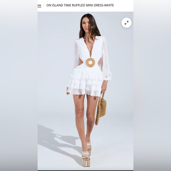 AKIRA Dresses & Skirts - AKIRA White Cutout Ruffled Mini Dress